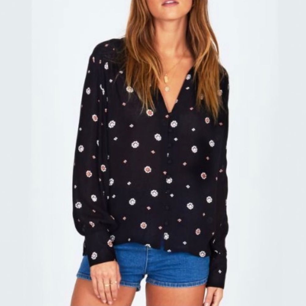 Amuse Society Floral Moonshine Blouse Sz S
